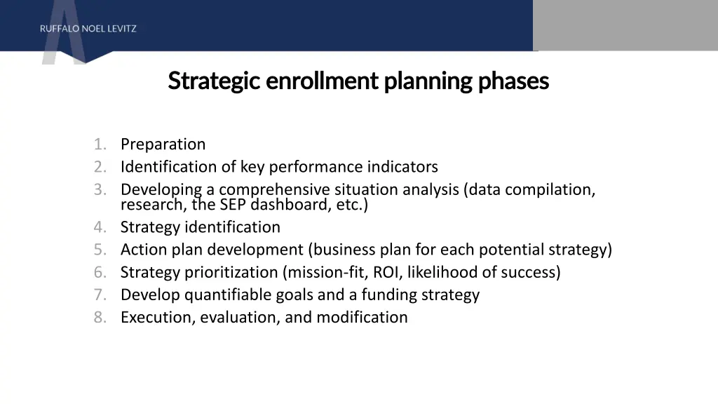strategic enrollment planning phases strategic