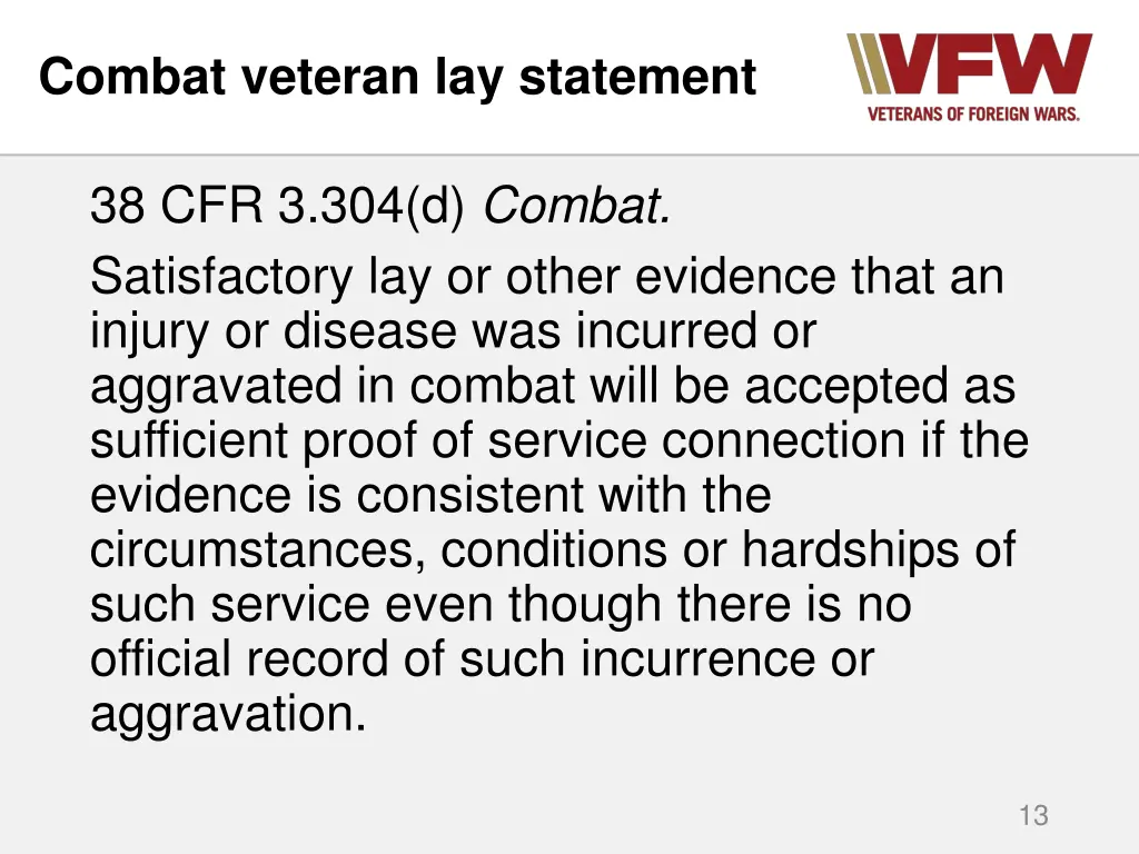 combat veteran lay statement