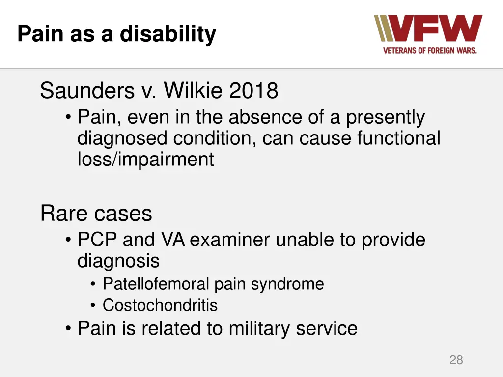 pain as a disability