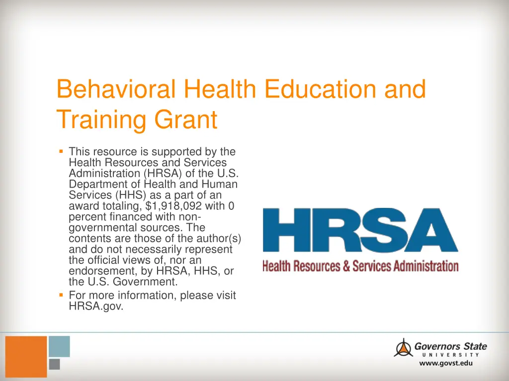 behavioral health education and training grant
