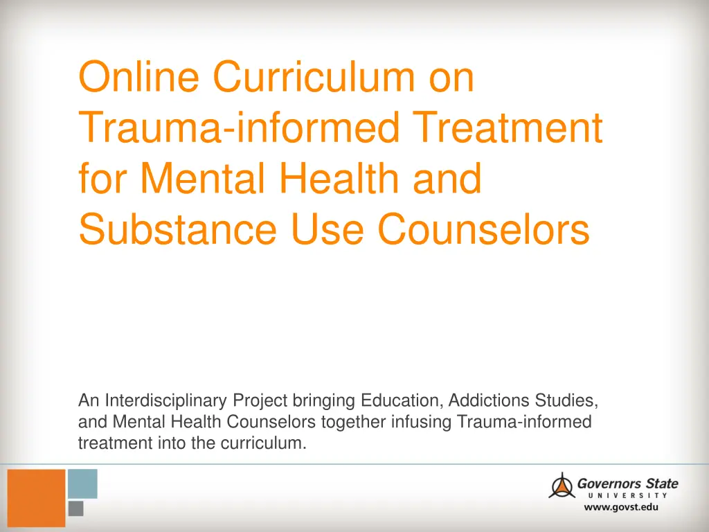 online curriculum on trauma informed treatment