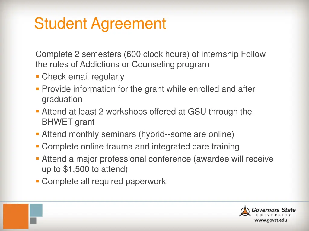 student agreement