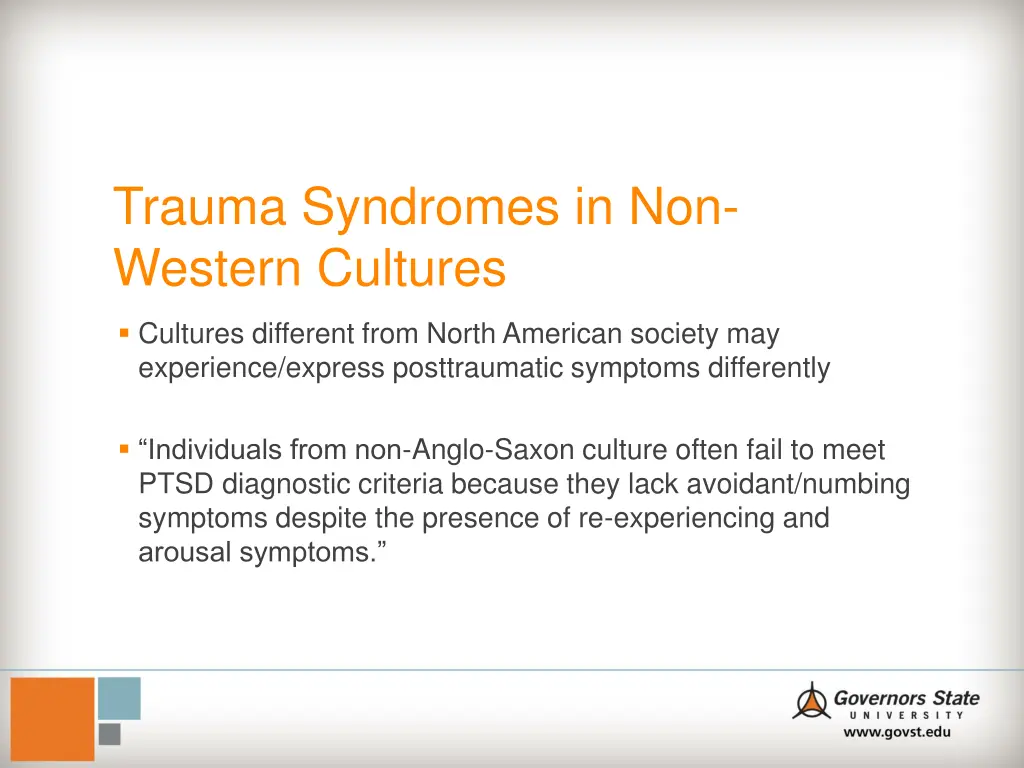 trauma syndromes in non western cultures