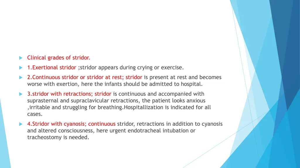 clinical grades of stridor