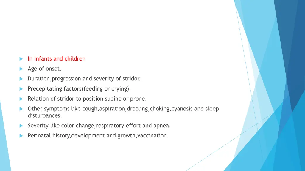 in infants and children
