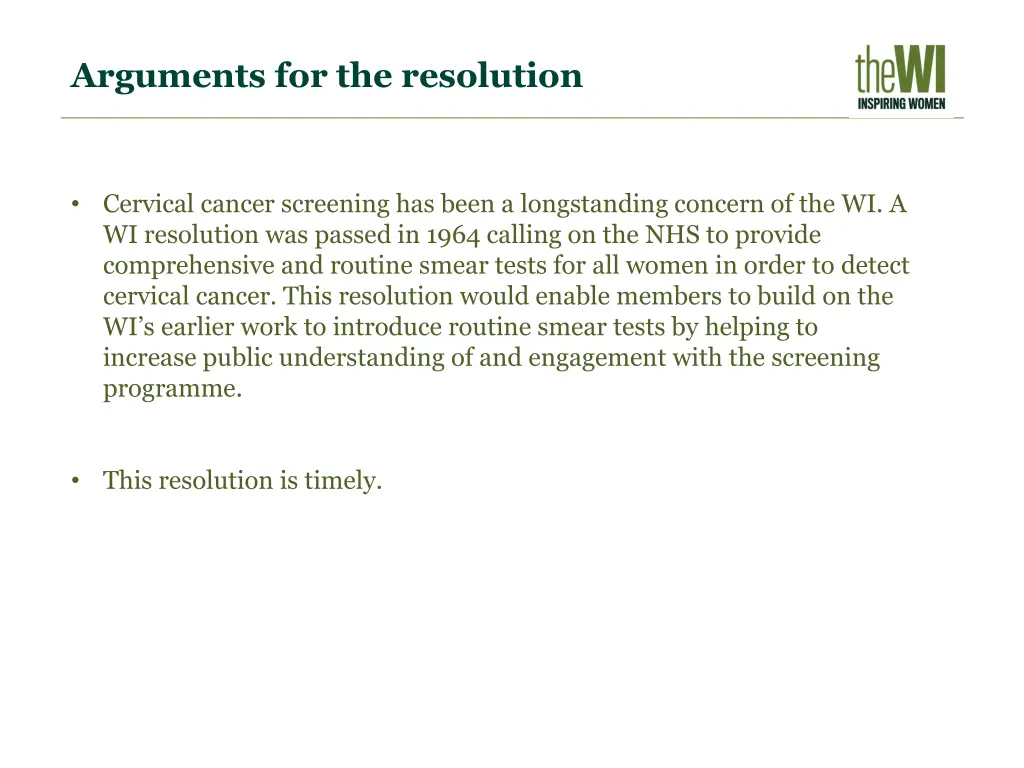 arguments for the resolution