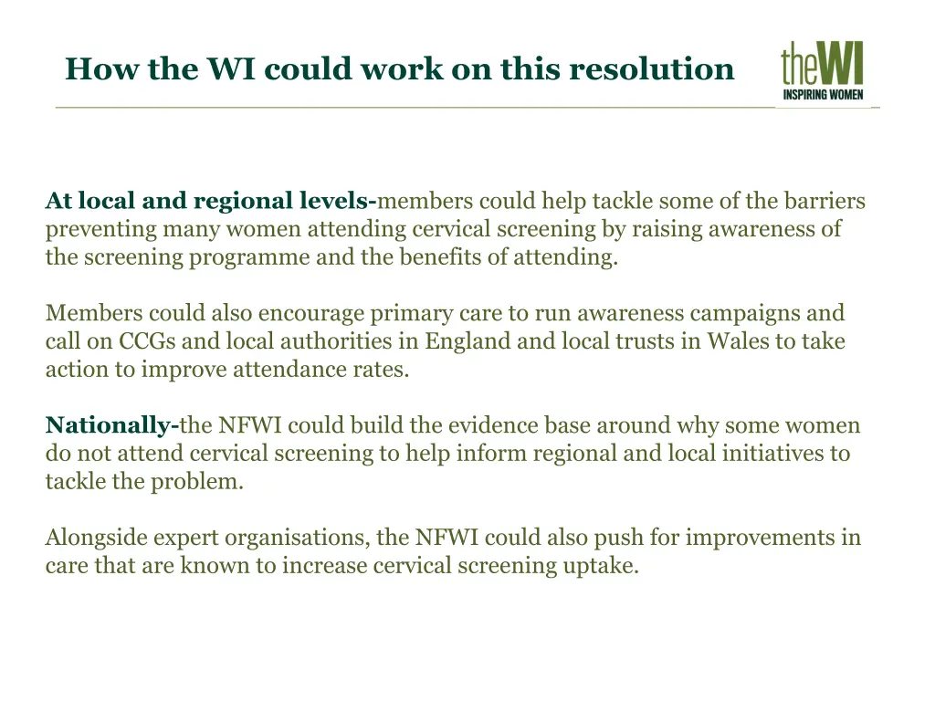 how the wi could work on this resolution