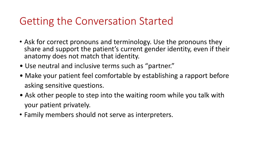 getting the conversation started 1