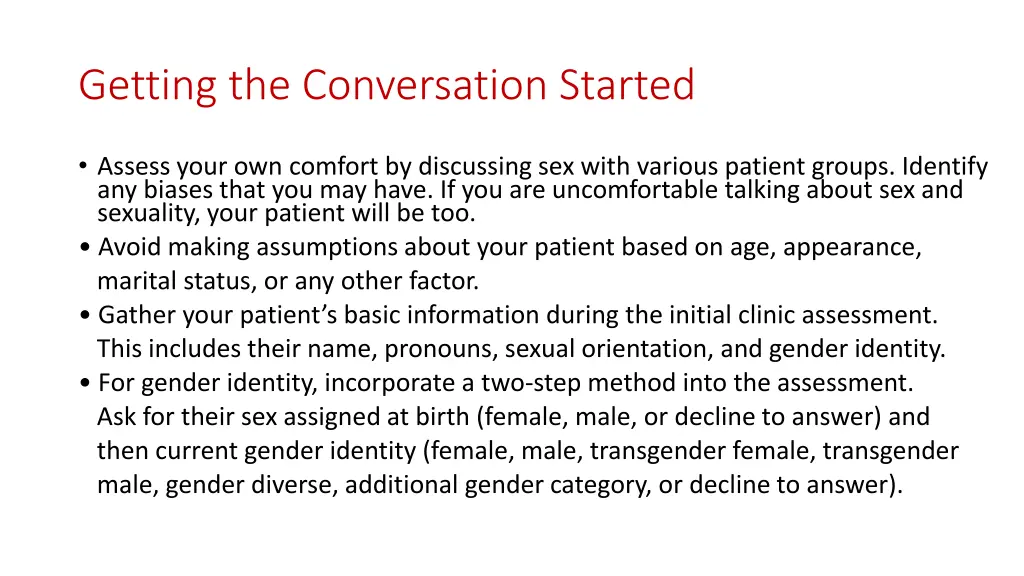 getting the conversation started