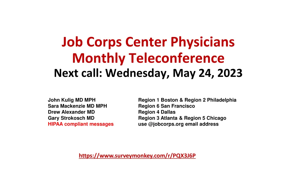 job corps center physicians monthly