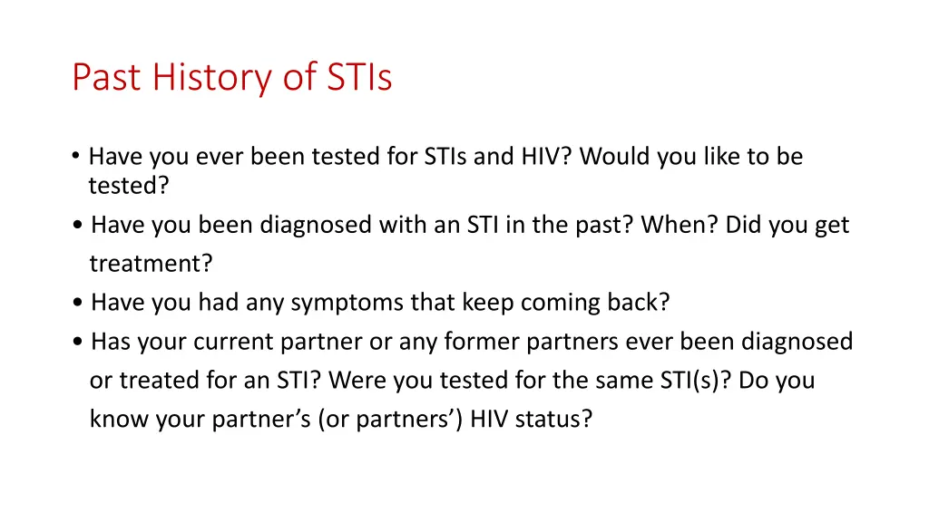 past history of stis