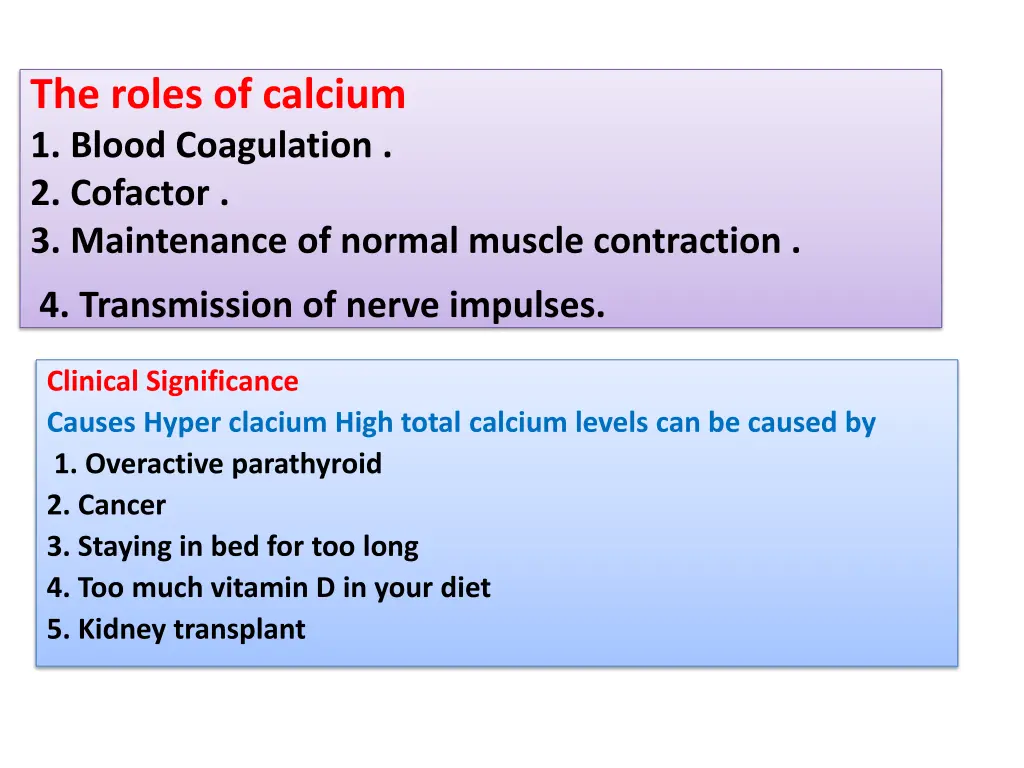the roles of calcium 1 blood coagulation