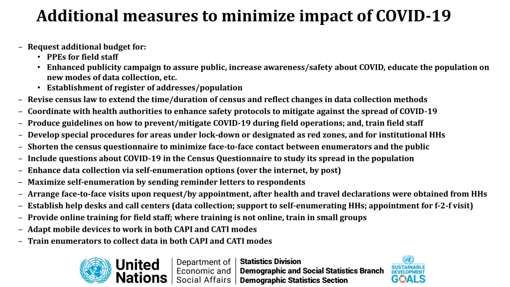 additional measures to minimize impact of covid 19