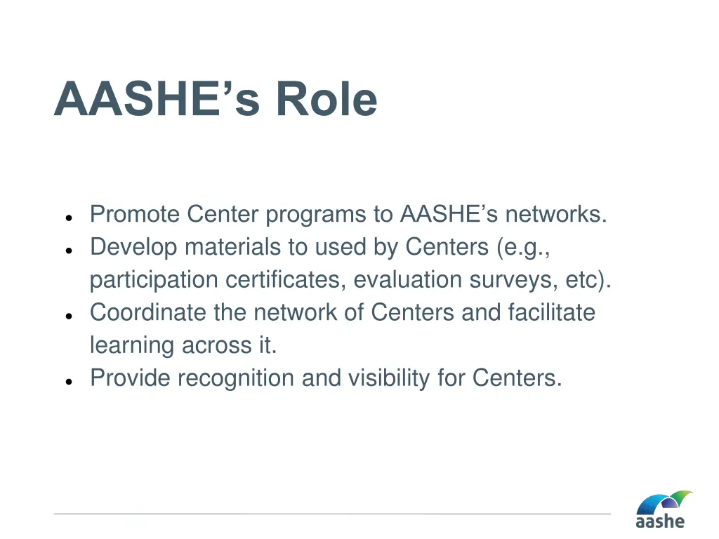 aashe s role