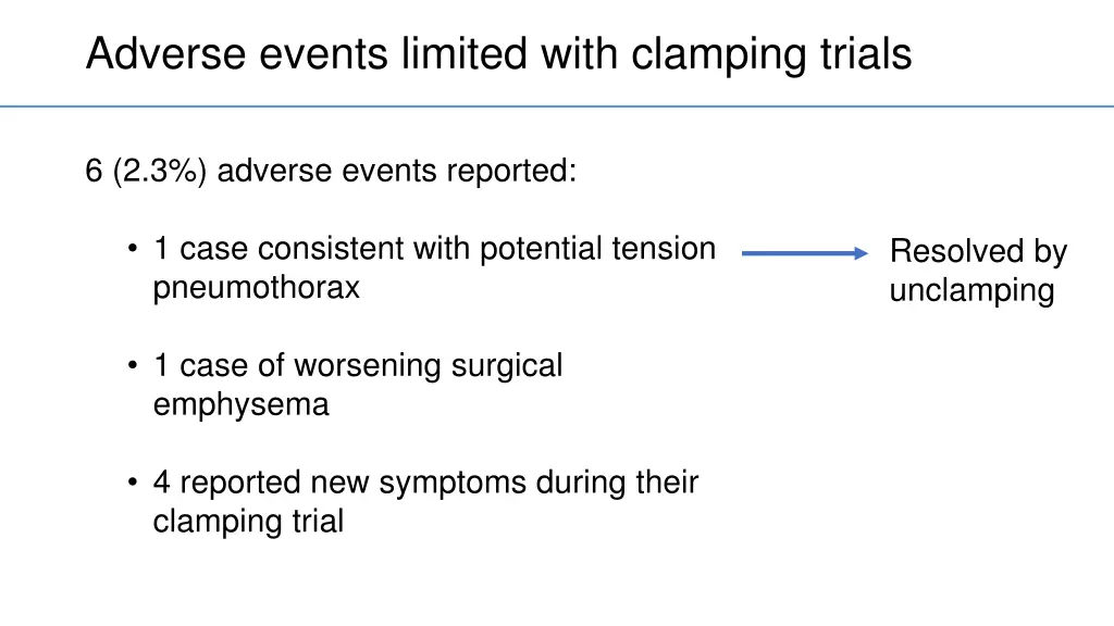 adverse events limited with clamping trials