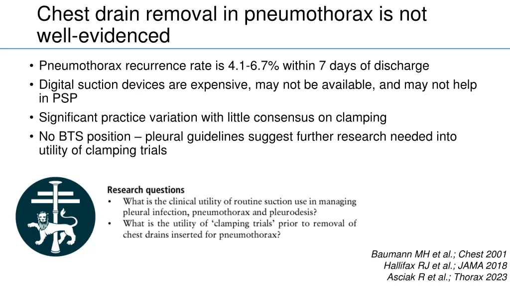 chest drain removal in pneumothorax is not well