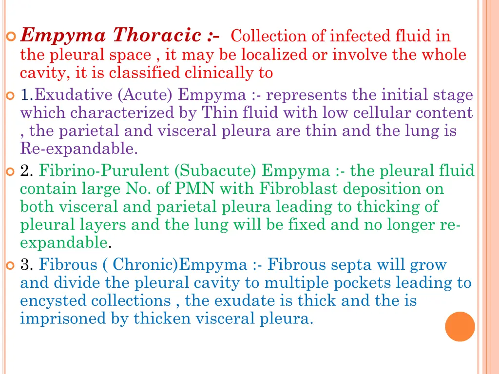 empyma thoracic collection of infected fluid
