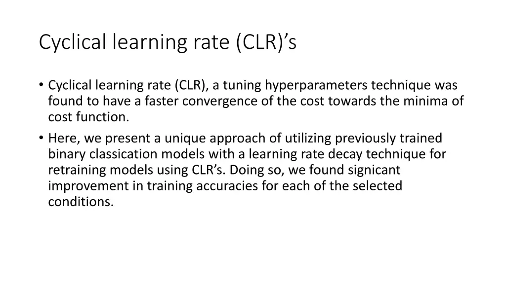 cyclical learning rate clr s