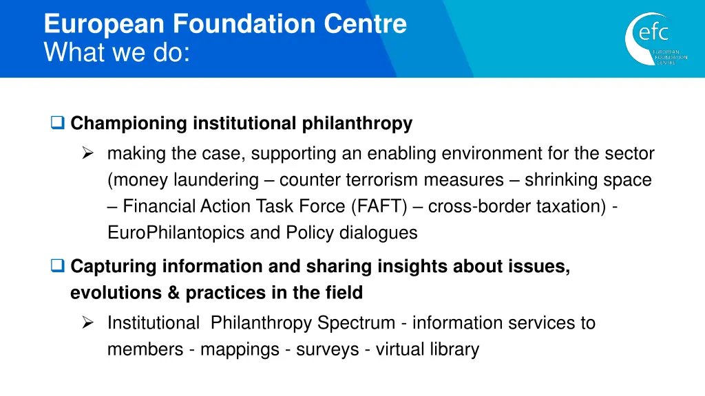 european foundation centre what we do