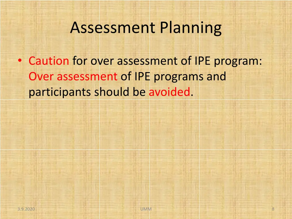 assessment planning