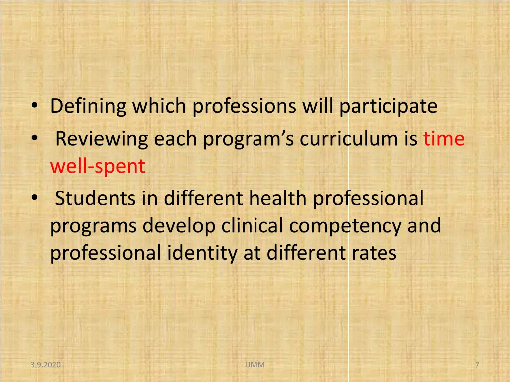 defining which professions will participate