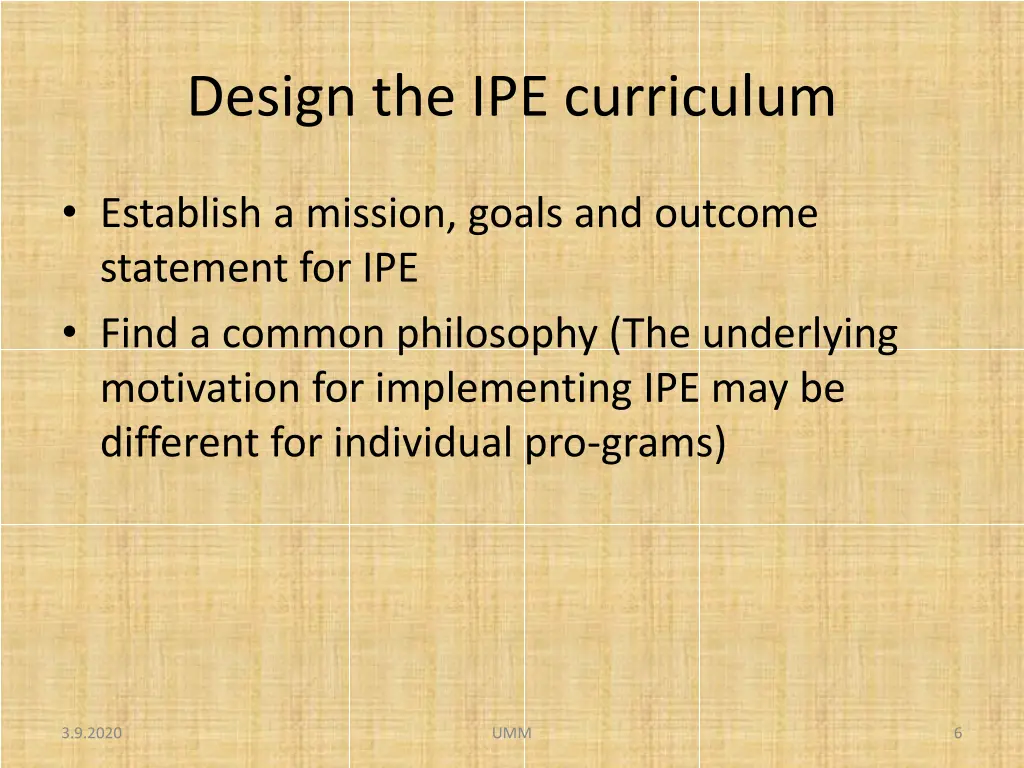 design the ipe curriculum