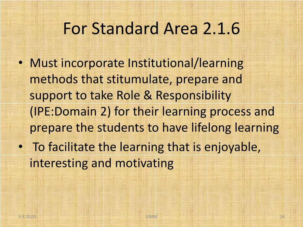 for standard area 2 1 6