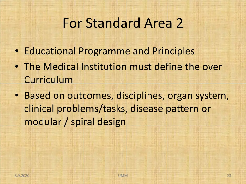 for standard area 2