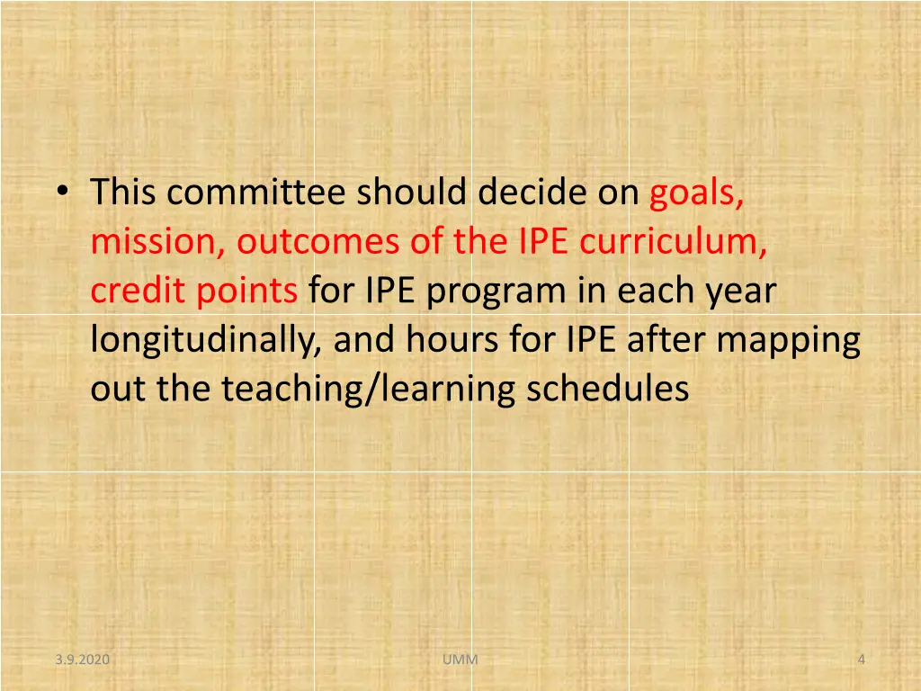 this committee should decide on goals mission
