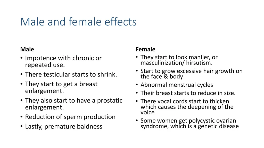 male and female effects