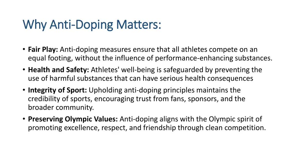 why anti why anti doping matters doping matters