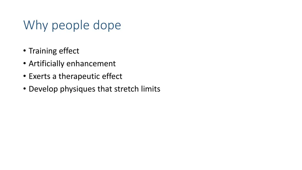 why people dope