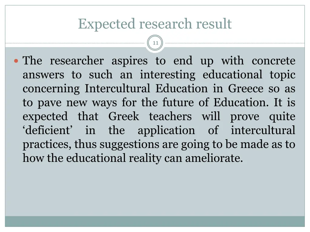 expected research result