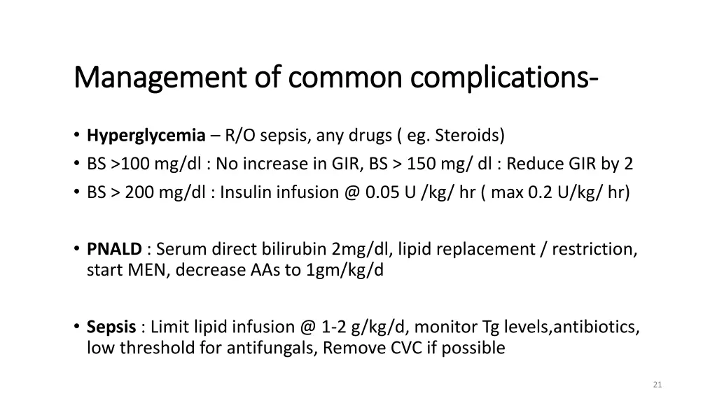 management of common complications management