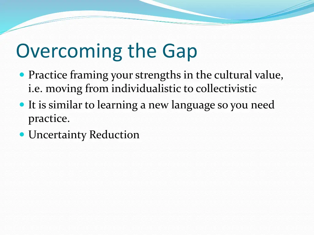 overcoming the gap