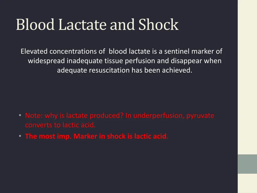 blood lactate and shock