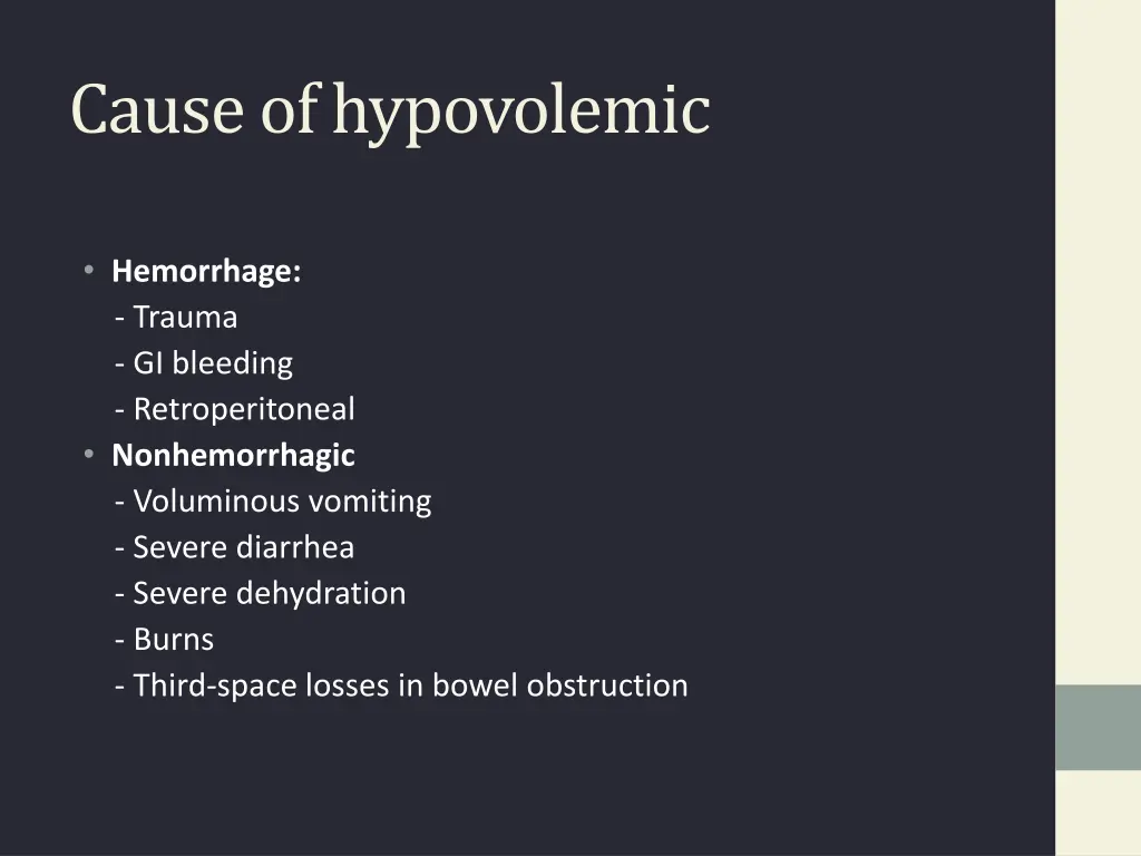 cause of hypovolemic
