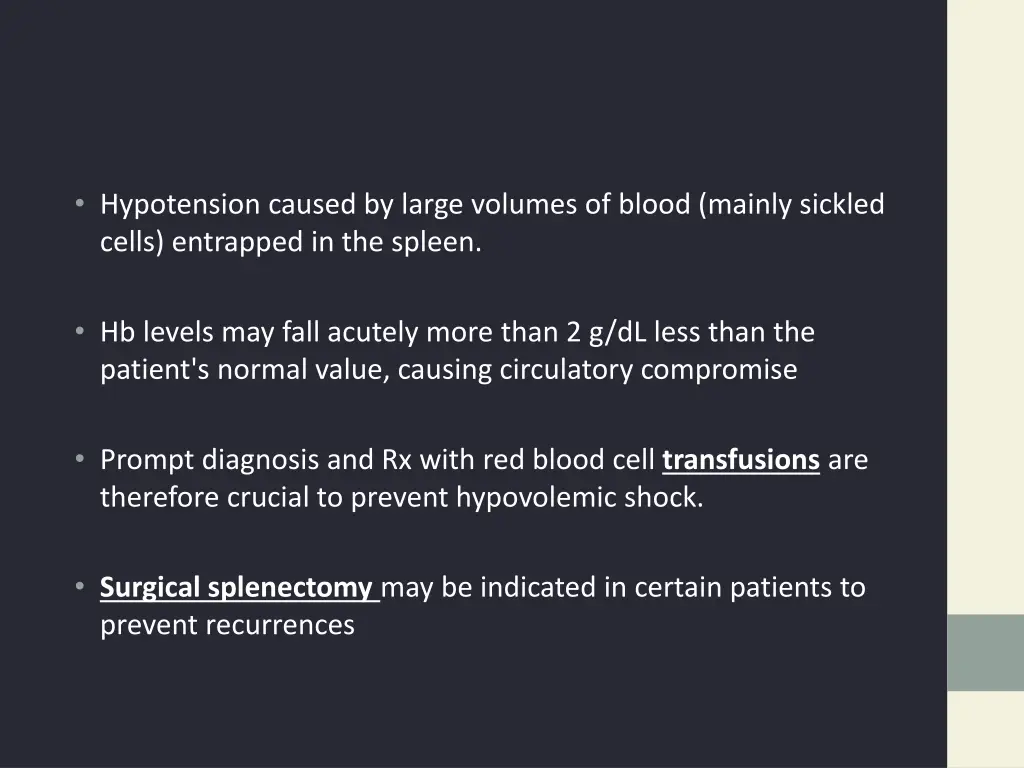 hypotension caused by large volumes of blood