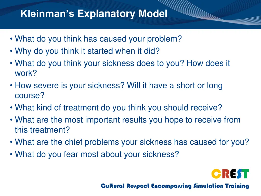 kleinman s explanatory model