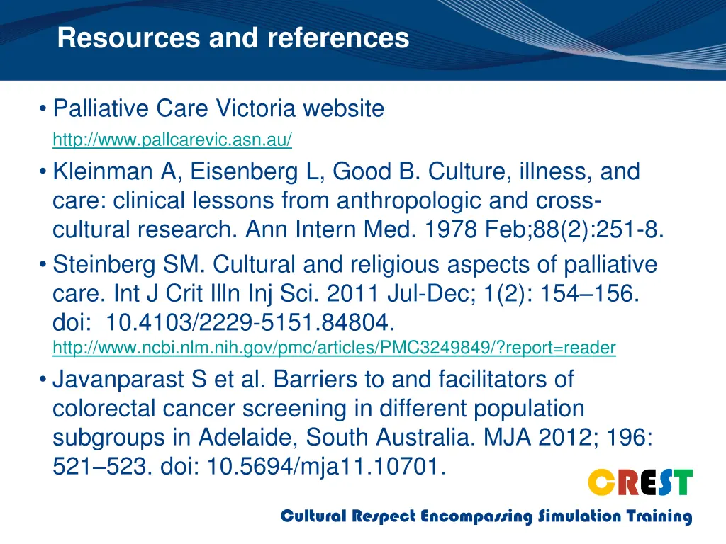 resources and references
