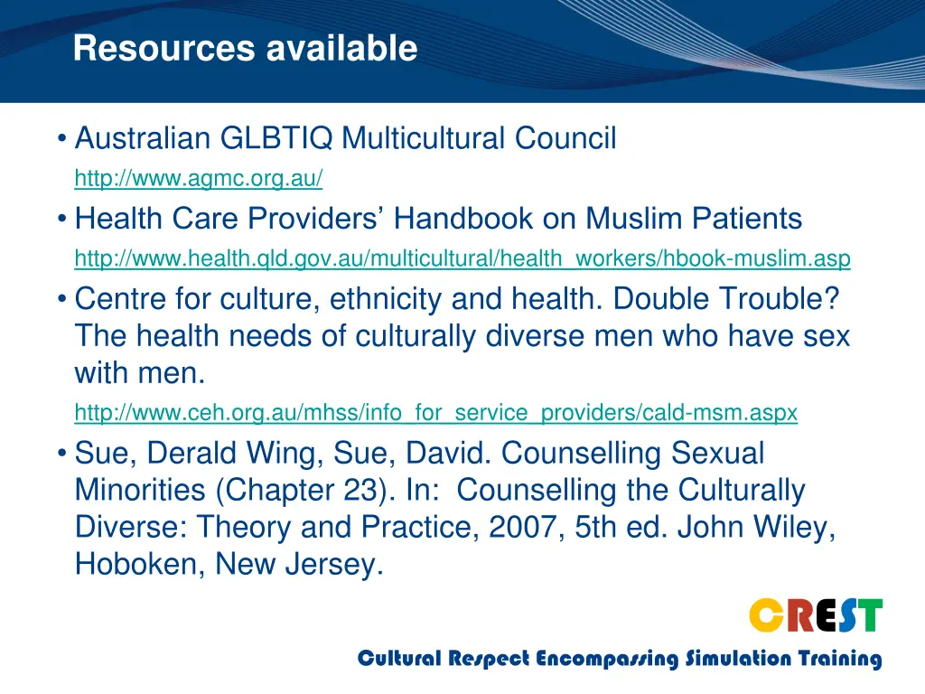 resources available