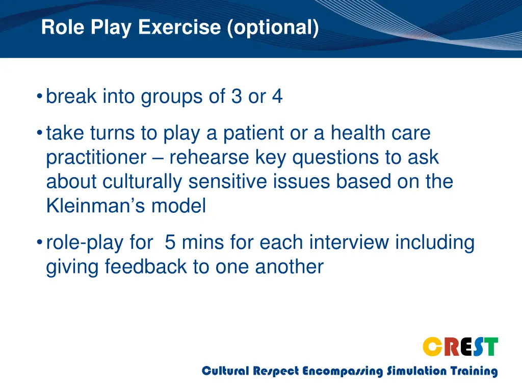 role play exercise optional