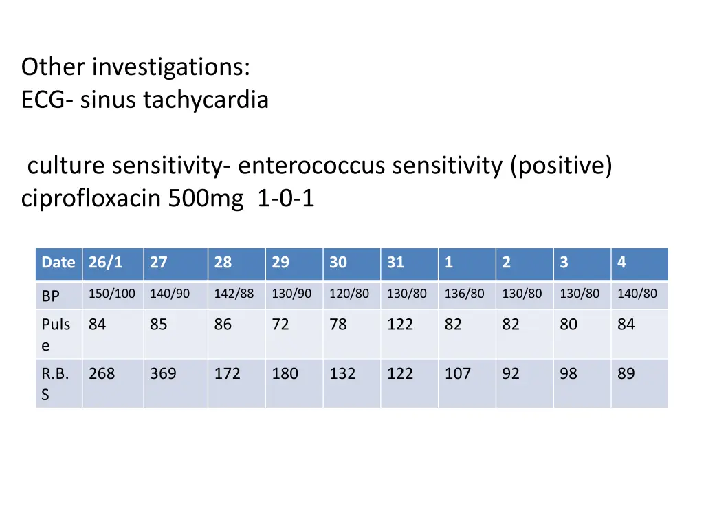 other investigations ecg sinus tachycardia