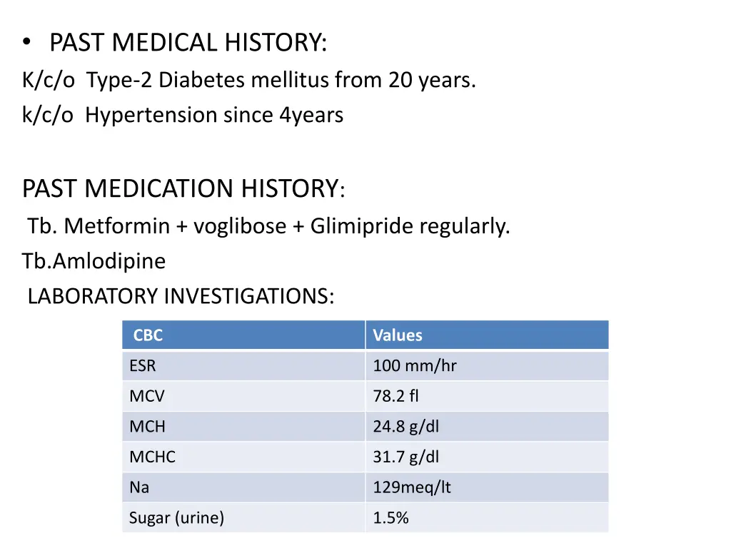 past medical history k c o type 2 diabetes