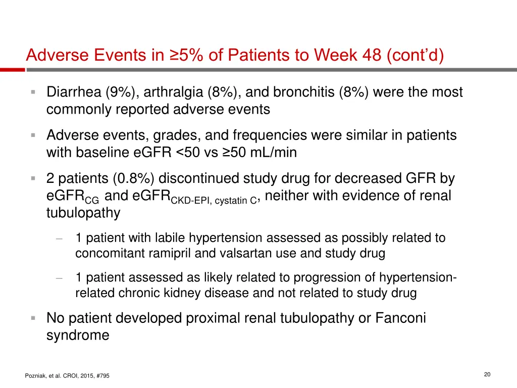 adverse events in 5 of patients to week 48 cont d