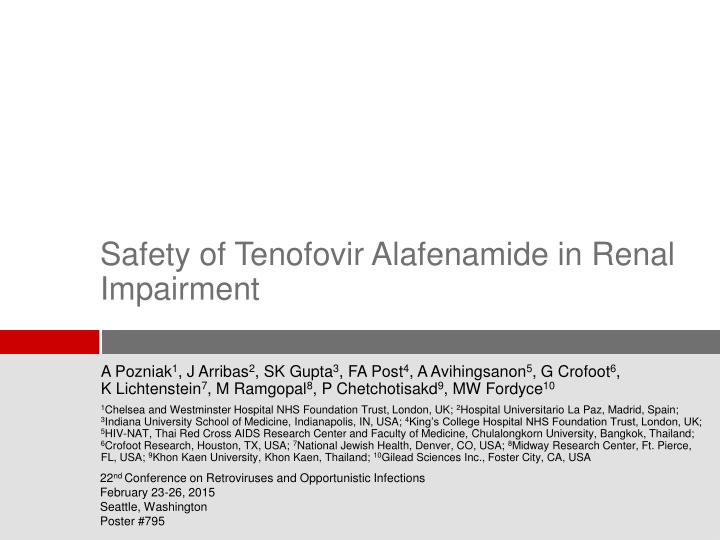safety of tenofovir alafenamide in renal