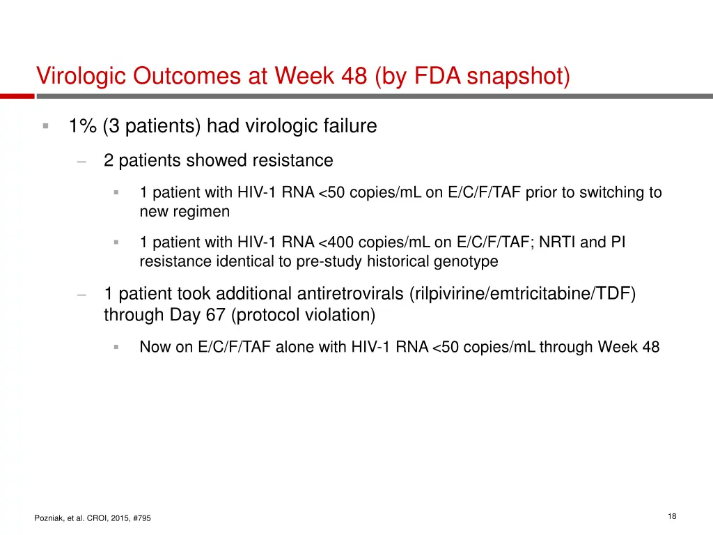 virologic outcomes at week 48 by fda snapshot 1