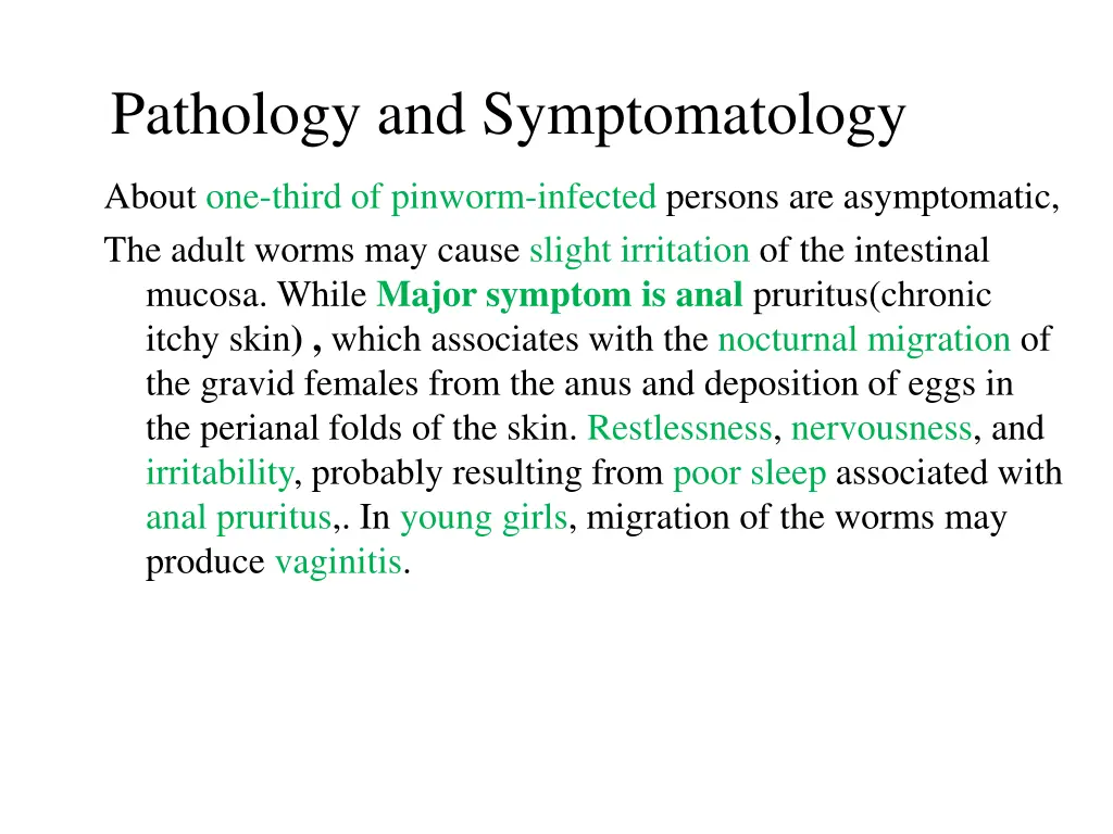 pathology and symptomatology