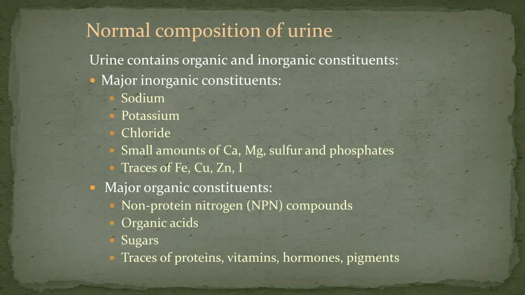 normal composition of urine