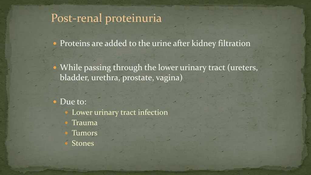 post renal proteinuria